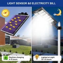 LAMPIONE SOLARE 6500K ILUMINAZIONE STRADALE PER CAMPI DA BASKET STRADE PARCHI GIOCHI