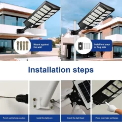 LAMPIONE SOLARE 6500K ILUMINAZIONE STRADALE PER CAMPI DA BASKET STRADE PARCHI GIOCHI