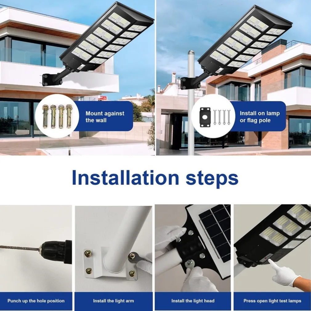 LAMPIONE SOLARE 6500K ILUMINAZIONE STRADALE PER CAMPI DA BASKET STRADE PARCHI GIOCHI