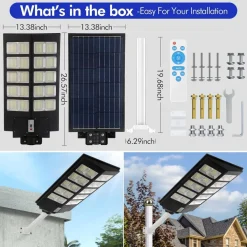 LAMPIONE SOLARE LED LUCE 6500K 800LED SENSORE MOVIMENTO INFRAROSSI IMPERMEABILE IP67