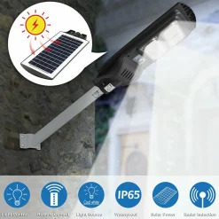 LAMPIONE STRADALE FARO LED 60W SOLARE LUCE ESTERNO SENSORE MOVIMENTO TELECOMANDO
