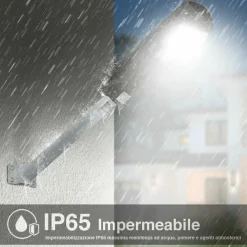 LAMPIONE STRADALE FARO LED 60W SOLARE LUCE ESTERNO SENSORE MOVIMENTO TELECOMANDO