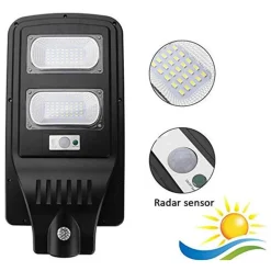 LAMPIONE STRADALE LED 60W PANNELLO FOTOVOLTAICO ENERGIA SOLARE CREPUSCOLARE IP65