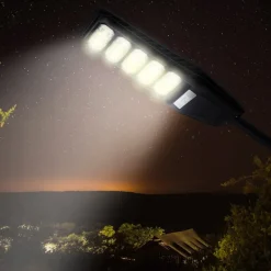 LAMPIONE STRADALE LUCE ENERGIA SOLARE LED 300WATT SENSORE PIR STAFFA TELECOMANDO