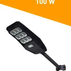 LAMPIONE STRADALE LUCE ENERGIA SOLARE LED 100WATT SENSORE PIR STAFFA TELECOMANDO