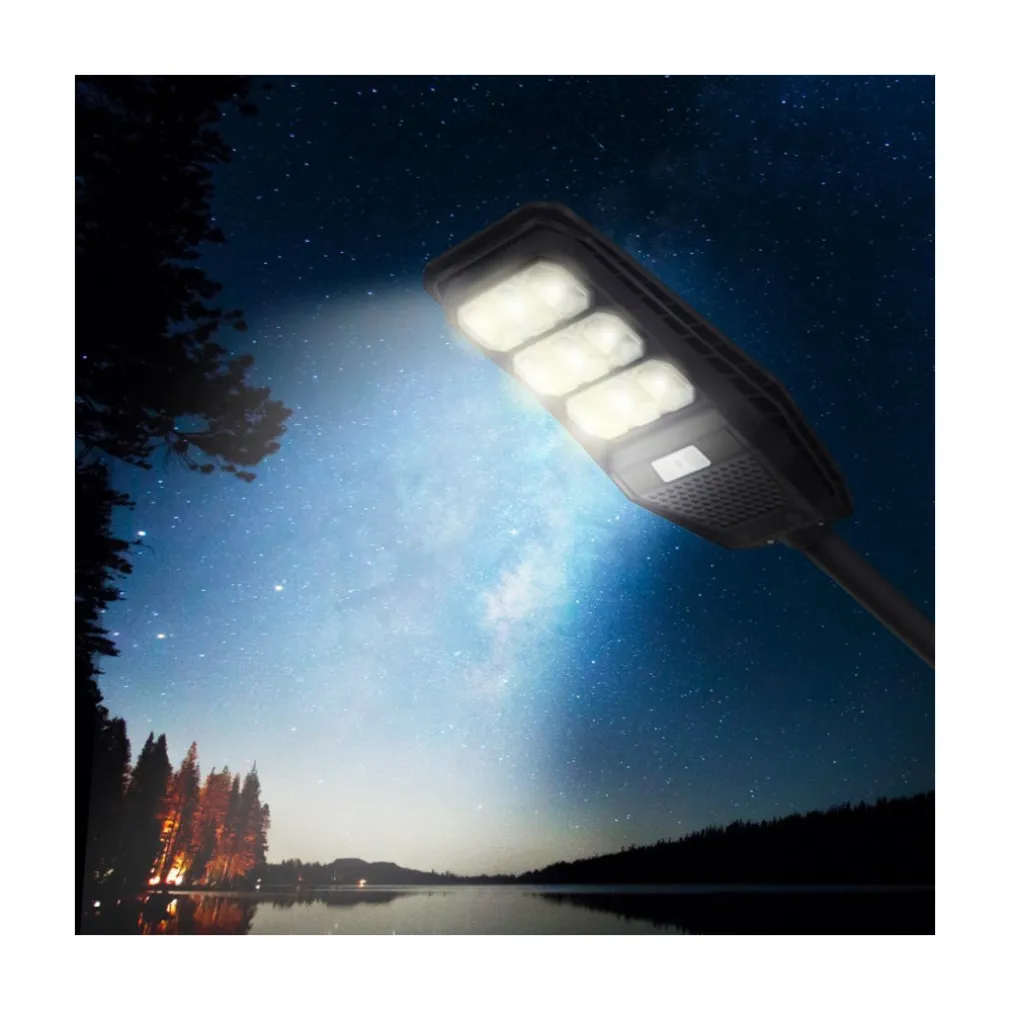 LAMPIONE STRADALE LUCE ENERGIA SOLARE LED 100WATT SENSORE PIR STAFFA TELECOMANDO