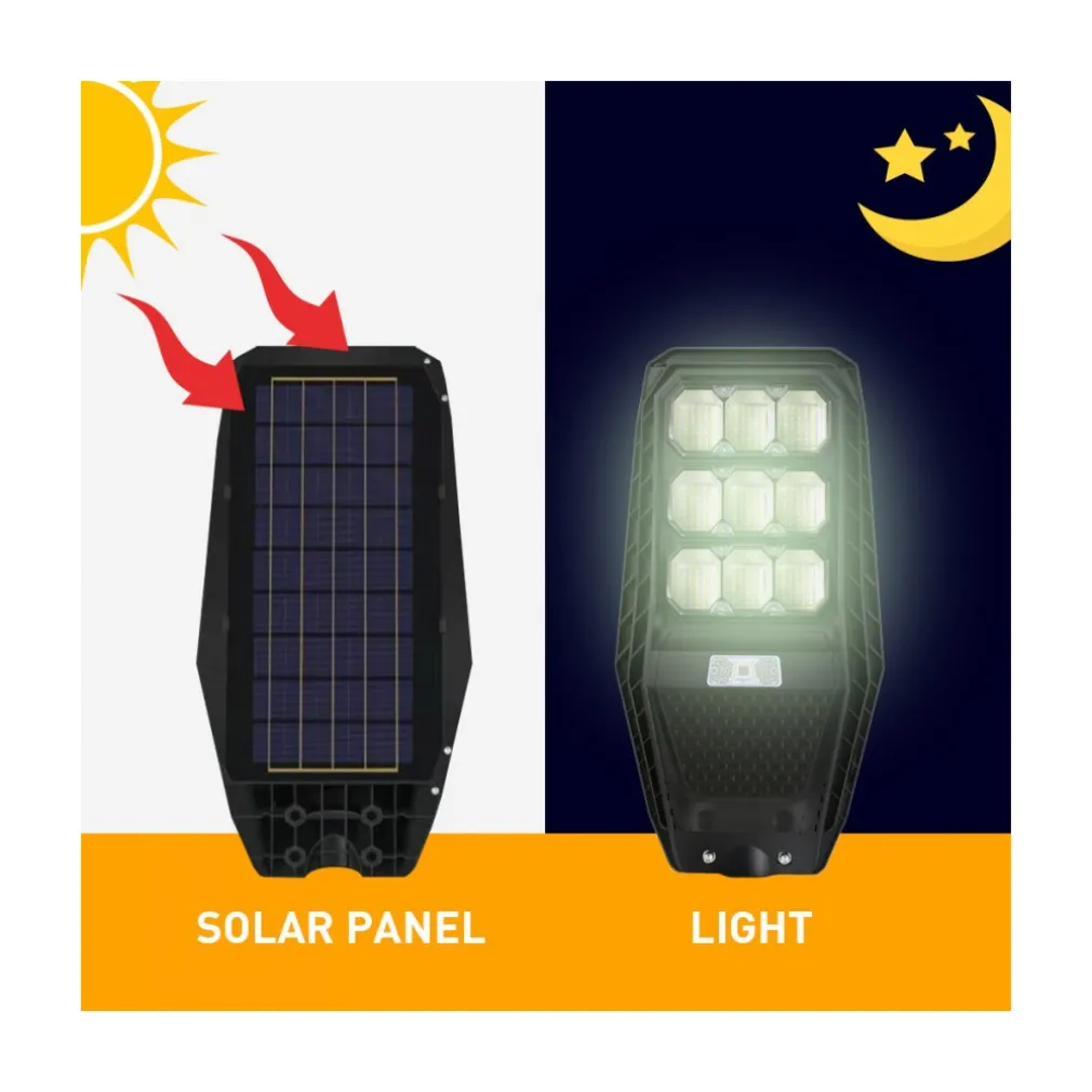 LAMPIONE STRADALE LUCE ENERGIA SOLARE LED 100WATT SENSORE PIR STAFFA TELECOMANDO