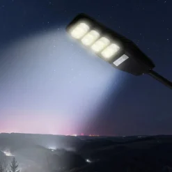 LAMPIONE STRADALE LUCE ENERGIA SOLARE LED 200WATT SENSORE PIR STAFFA TELECOMANDO