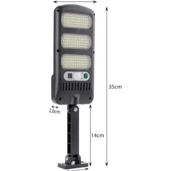 LAMPIONE STRADALE PANNELLO SOLARE 213 LED CON SENSORE DI MOVIMENTO E TELECOMANDO