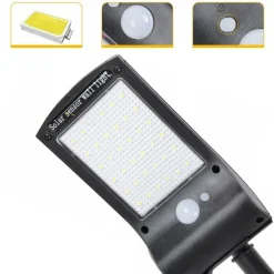 LAMPIONE STRADALE PANNELLO ENERGIA SOLARE FARO FOTOVOLTAICO ESTERNO 36 LED LUCE
