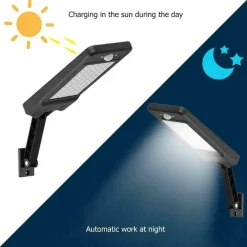 LAMPIONE STRADALE PANNELLO ENERGIA SOLARE FARO FOTOVOLTAICO ESTERNO 36 LED LUCE