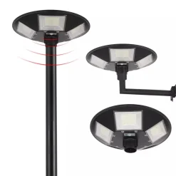 LAMPIONE UFO LED SOLARE 350W SENSORE MOVIMENTO CREPUSCOLARE LUCE FREDDA 6500K IP65