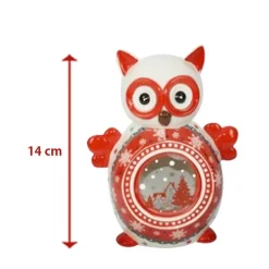 LANTERNA CERAMICA GUFO CON CANDELA ELETTRICA 14 CM DECORAZIONI NATALIZIE