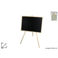 LAVAGNA CON CAVALLETTO IN LEGNO 63X44 CM SCRIVIBILE CON GESSETTO E CANCELLINO