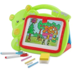 LAVAGNA LAVAGNETTA PER BAMBINI HIPPO 2IN1 CON GESSETTI CASSINO PENNARELLI VERDE