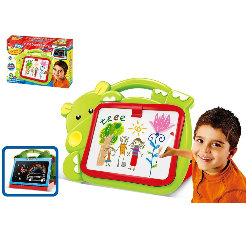 LAVAGNA LAVAGNETTA PER BAMBINI HIPPO 2IN1 CON GESSETTI CASSINO PENNARELLI VERDE