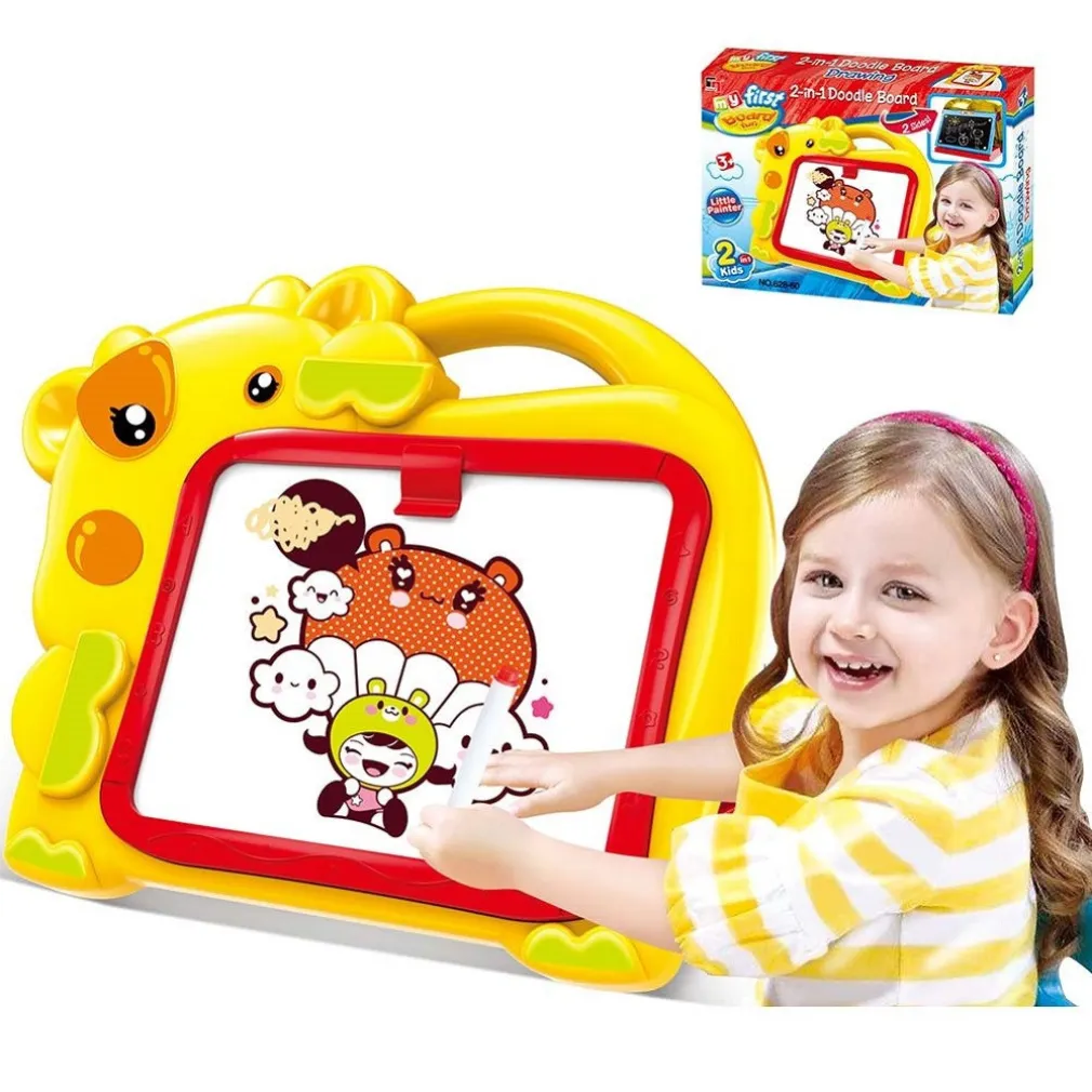 LAVAGNA MAGNETICA BAMBINI HIPPO 2IN1 CON GESSETTI CASSINO E PENNARELLI GIALLO