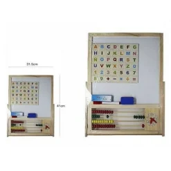 LAVAGNA MAGNETICA IN LEGNO CON PALLOTTORIERE ABACO LETTERE PER BAMBINI