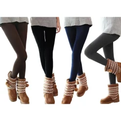 LEGGINGS DONNA FELPATO PER TAGLIE FORTI PANTACOLLANT PANTALONI CALDI COLORE NERO