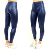 LEGGINGS DONNA PANTALONI EFFETTO PELLE LEGGINS LIQUID FUSEAUX ADERENTI HOT BLU