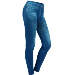 LEGGINGS PANTACOLLANT EFFETTO JEANS DONNA PANTALONI TAGLIA XXL 36