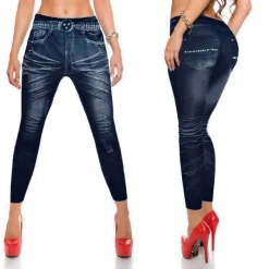 LEGGINGS JEANS JEGGINGS PANTACOLLANT PANTALONI DA DONNA SENZA CUCITURE COLORE