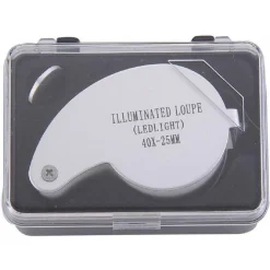 LENTE INGRANDIMENTO ILLUMINATA 40X-25MM A LED DA TASCA PRECISIONE PIEGHEVOLE METALLO