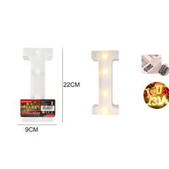 LETTERA I LUMINOSA CON LUCI LED A BATTERIA DECORAZIONI PER LA CASA DIM. 22 CM