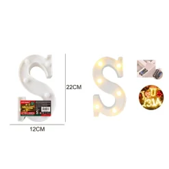 LETTERA S LUMINOSA CON LUCI LED A BATTERIA DECORAZIONI PER LA CASA DIM. 22 CM