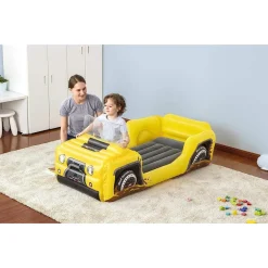 LETTINO GONFIABILE BAMBINI JEEP FUORISTRADA 160X84X58CM MATERASSO FLOCCATO 67714