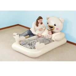 LETTINO GONFIABILE PER BAMBINI ORSETTO 188X109X89 CM MATERASSINO FLOCCATO 67712