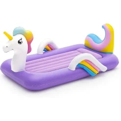 LETTINO GONFIABILE PER BAMBINI UNICORNO 196X104X84 CM MATERASSO FLOCCATO 67713
