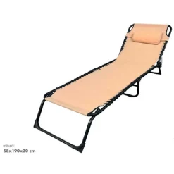 LETTINO PRENDISOLE SDRAIO SENZA PARASOLE IN TEXTILENE CREMA RECLINABILE GIARDINO 483009