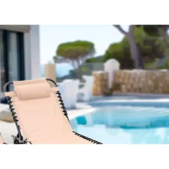 LETTINO PRENDISOLE SDRAIO SENZA PARASOLE IN TEXTILENE CREMA RECLINABILE GIARDINO 483009