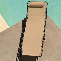 LETTINO PRENDISOLE SDRAIO SENZA PARASOLE IN TEXTILENE CREMA RECLINABILE GIARDINO 483009