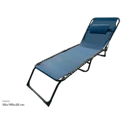 LETTINO PRENDISOLE SDRAIO SENZA PARASOLE IN TEXTILENE BLU RECLINABILE GIARDINO 483007