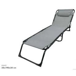 LETTINO PRENDISOLE SDRAIO SENZA PARASOLE IN TEXTILENE GRIGIO RECLINABILE GIARDINO 483008