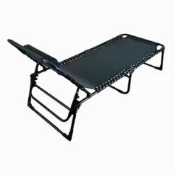 LETTINO PRENDISOLE SDRAIO SENZA PARASOLE IN TEXTILENE NERO RECLINABILE GIARDINO 483010