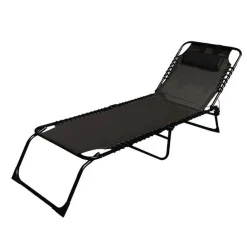 LETTINO PRENDISOLE SDRAIO SENZA PARASOLE IN TEXTILENE NERO RECLINABILE GIARDINO 483010