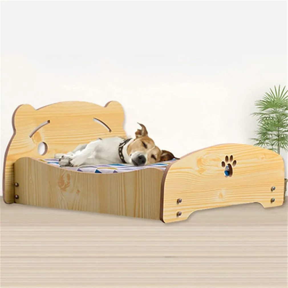 LETTO CUSCINO PER CANI GATTI ANIMALI DOMESTICI DUREVOLE IN LEGNO 68 X 55 X 23 CM