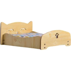 LETTO PER GATTI CANI ANIMALI PICCOLA MEDIA TAGLIA IN LEGNO UNIVERSALE 68X55X23CM
