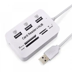 LETTORE DI SCHEDE CARTE + HUB USB 2.0 3 PORTE USB SLOT MS SD MMC TF M2 Q-H02