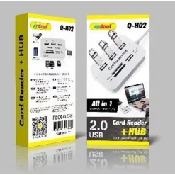 LETTORE DI SCHEDE CARTE + HUB USB 2.0 3 PORTE USB SLOT MS SD MMC TF M2 Q-H02