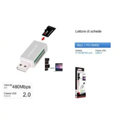 LETTORE DI SCHEDE MEMORIA MEMORY CARD USB 2.0 480 MBPS TF/SD/M2/MS CARD LTO-SM02