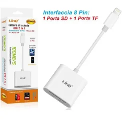 LETTORE DI SCHEDE MEMORY CARD OTG 2IN1 INTERFACCIA LIGHTNING MICRO-SD/TF ITH498