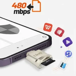 LETTORE DI SCHEDE MICRO-SD / TRANSFLASH VERSO LIGHTNING VELOCITÀ 480MBPS OTG458