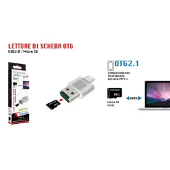 LETTORE SCHEDA OTG2.1 USB2.0 MICRO SD COMPATIBILE ENTRATA TYPE-C MAXTECH LTO-SM04