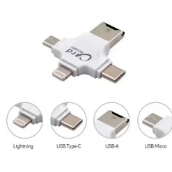 LETTORE SCHEDE 4 IN 1 MICROSD ANDROID IOS WINDOWS PC CARD READER FAT32 BIANCO