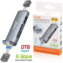 LETTORE SCHEDE MEMORY CARD OTG 6IN1 USB MICROUSB TYPE-C USB3.0 TF SD CARD OTG594