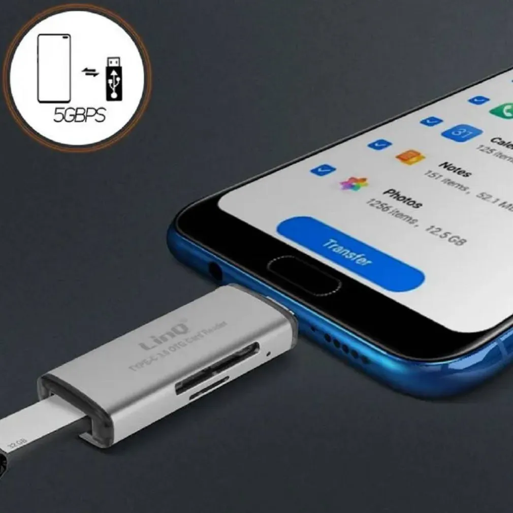 LETTORE SCHEDE SD/MICRO-SD CONNETTORE TYPE-C FUNZIONE OTG CON USB FEMMINA TPC516